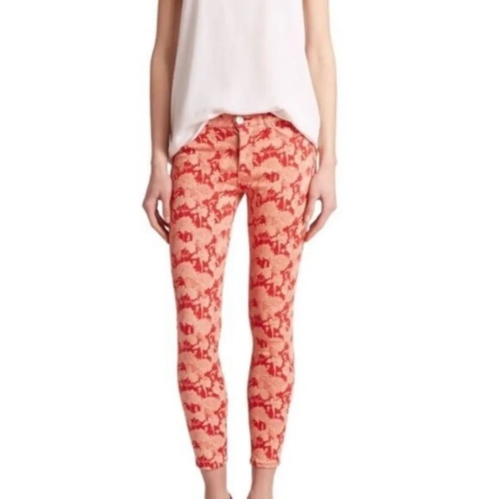 Hudson Flowered Nico Midrise Ankle Super Skinny